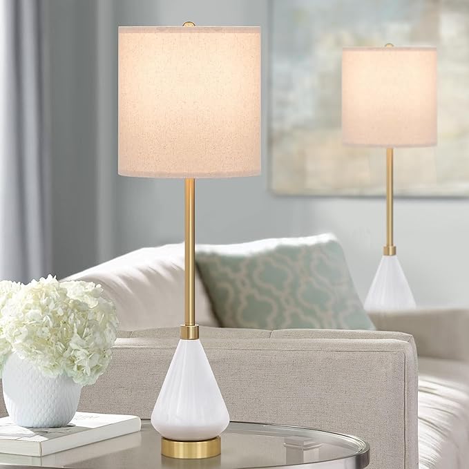 32" White Buffet Lamps Set of 2