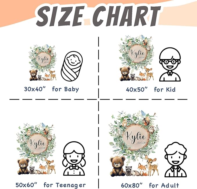 Custom Blanket for Boys Girls Personalized Baby Blanket with Name Customized Baby Gifts for Birthday Baby Shower Christmas Soft Flannel Bed Throw Blanket for Newborn Kids Personalized Blankets