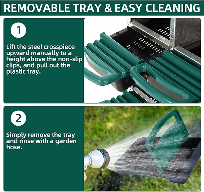 Chicken Nesting Boxes with Cleanable Pull-Out Trays - 8 Hole Metal Rollaway Nest Box for Laying Hens, Wall Mount or Placed Design for Easy Egg Collection & Cleaning