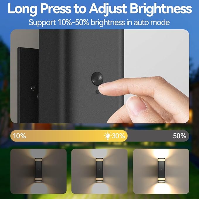 SHIMR Motion Sensor Outdoor Wall Lights 2 Pack, Modern Dusk to Dawn Up Down