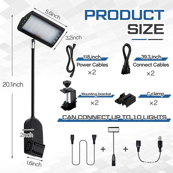 Retisee 2pcs Trade Show LED Lights Display and Exhibit Arm Lighting,