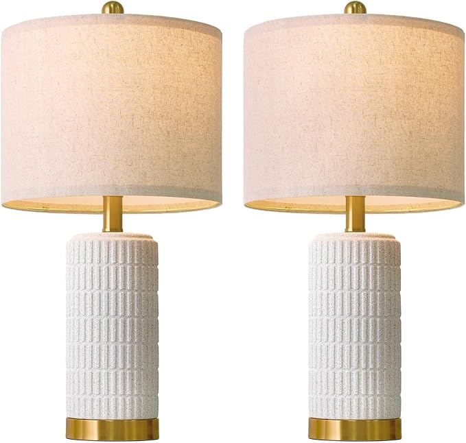 PoKat 21.5'' Stone-Like Bedside Table Lamps Set of 2