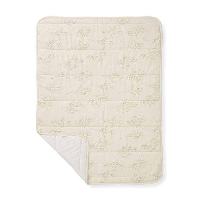Burt's Bees Baby Reversible Blanket, Nursery, Stroller & Tummy-Time Organic Jersey Cotton Quilted Infant & Toddler Bedding