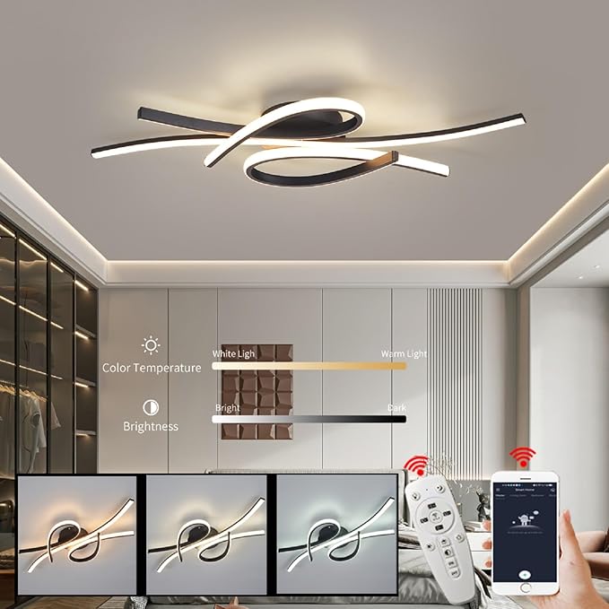 Modern LED Ceiling Light Fixture, 40W 2600 Lumen, Flush Mount Ceiling Chandelier