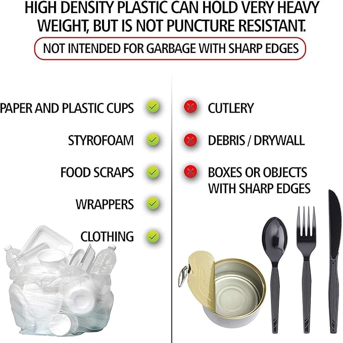 Aluf Plastics High Density Trash Bags, 26 Gallon, 250 Count, 16 Micron (eq), 29" x 44", Clear, for Bathroom, Office, Industrial, Commercial, Janitorial, Municipal, Recycling