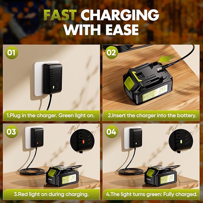 Leaf Blower Cordless - 2025 Update 150000RPM & 3 Speed Levels Electric Leaf Blower with 2 x 4.0Ah Battery and Charger, Extension Tube Blower for Lawn Care, Yard, Garage, Blowing Leaves, Dust or Snow