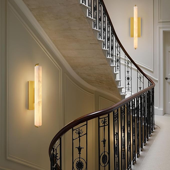 Alabaster Wall Sconce, Brass Alabaster Single Sconces, Indoor Wall Lighting