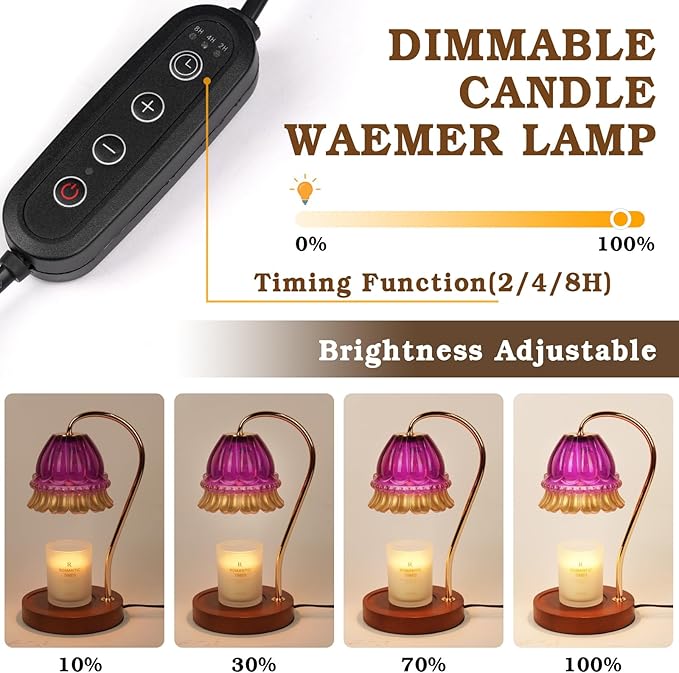 Flower Candle Warmer Lamp with Timer, Wax Warmer, Height Adjustable, Birthday