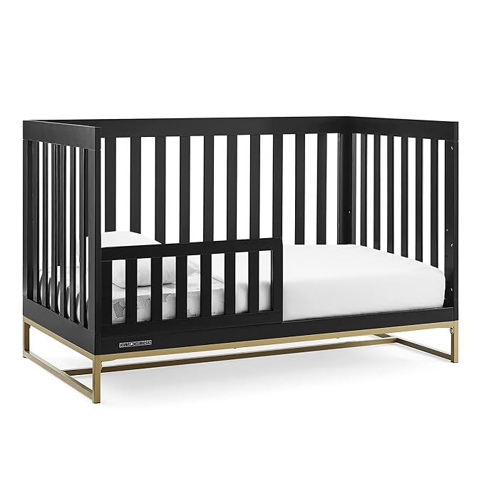 Delta Children Jade 4-in-1 Convertible Crib - Greenguard Gold Certified, Ebony/Bronze