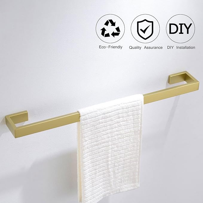 TNOMS Light Gold Towel Bar Set 4 Pieces Bathroom Hardware Set Wall Mounted