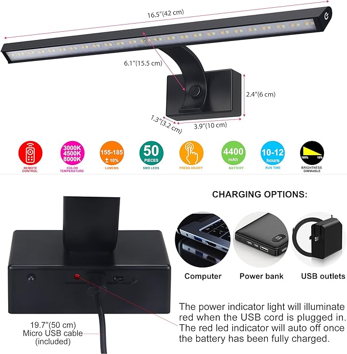 BIGMONAT 16inch Wireless LED Picture Light