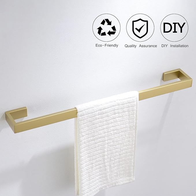 Gold Towel Bar Set 4 Pieces Bathroom Hardware Set Wall Mounted Stainless Steel