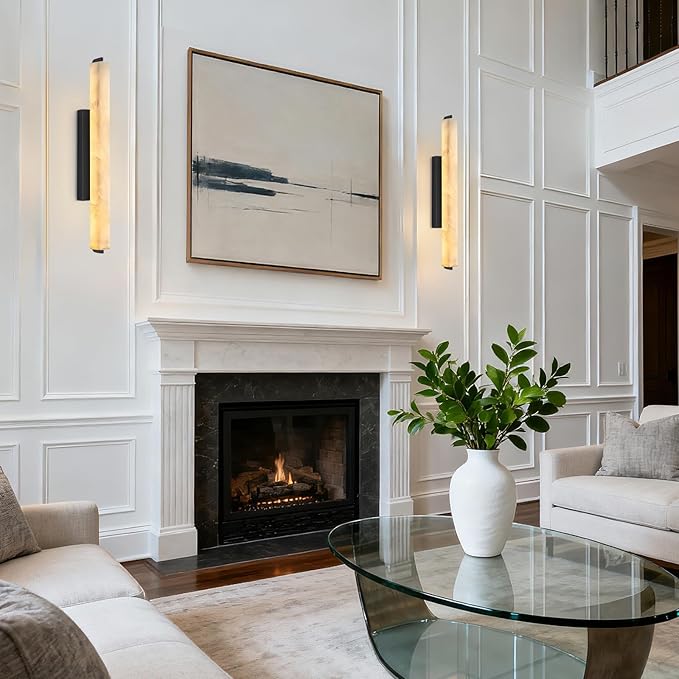 Alabaster Wall Sconce, Bronze Modern Bathroom Sconces, Indoor Wall Lighting