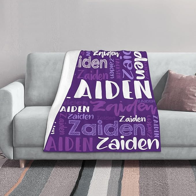 Dr.TOUGH Personalized Blankets with Name Customized Baby Blankets for Girls Boys Adults Monogrammed Blankets and Throws Christmas Birthday Mothers Fathers Valentines Day Gift (Purple, 40''×50'')