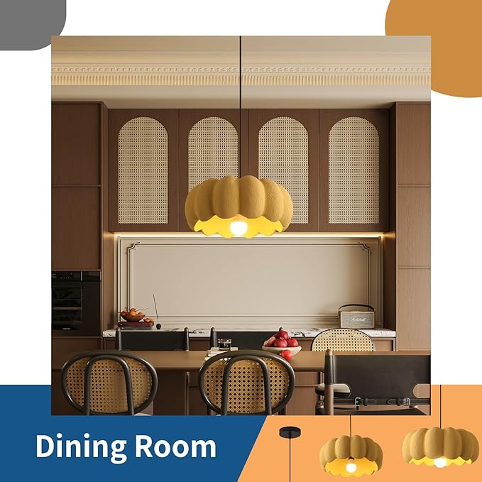 JAYMP Yellow Pumpkin Shape Pendant Light