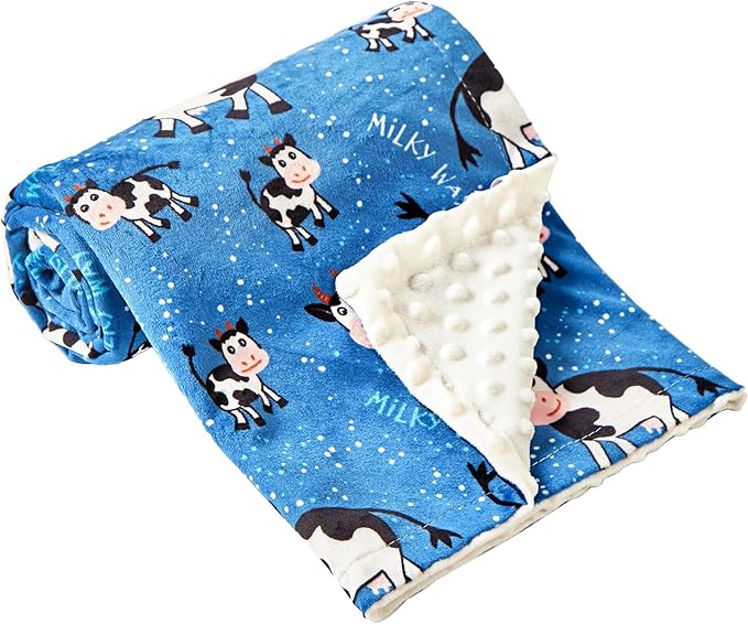 iEvolve Baby Nursery Bed Blankets Ultra Soft Double Layer Mini Blanket Minky Blanket Receiving Blankets Shower Gifts(Cow,45 * 60in)