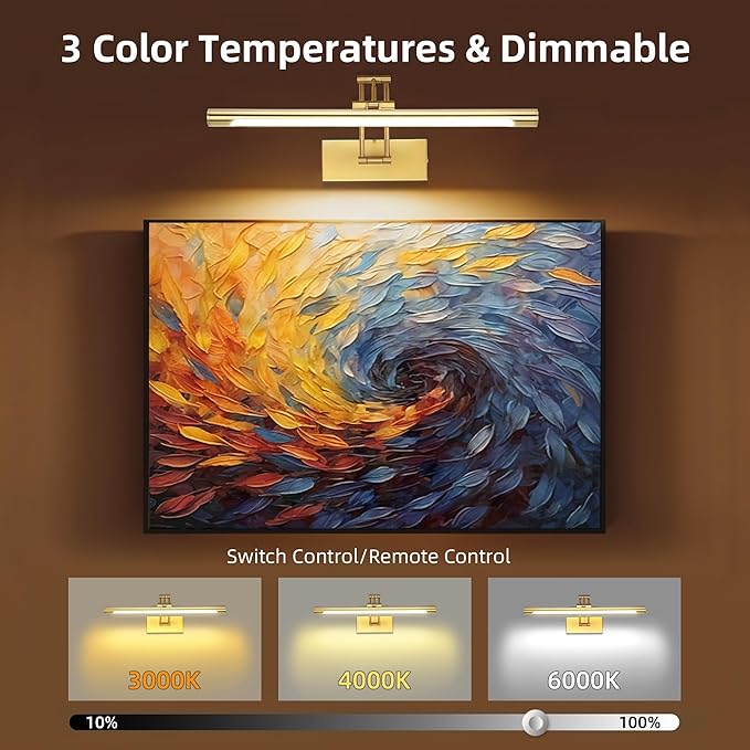 16“ Picture Lights for Wall Battery Operated, Wireless Picture Light