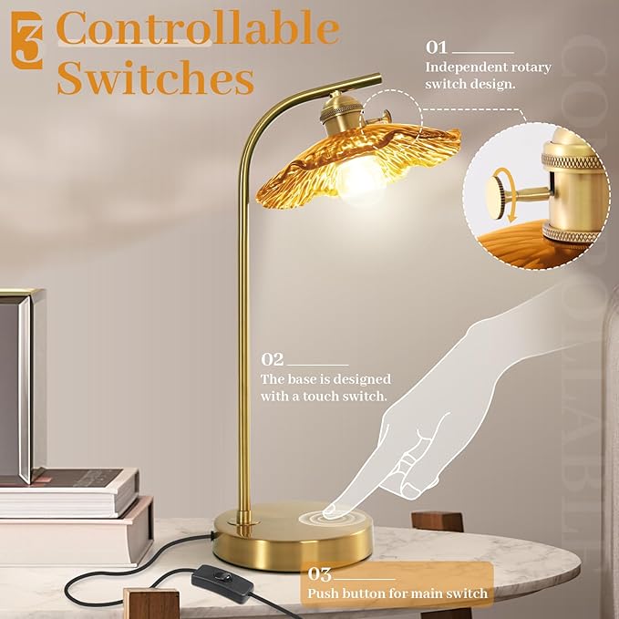 Modern Table Lamp Gold Table Lamp Mid Centry Table Lamps Touch Bedside Lamp