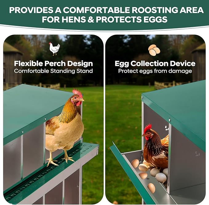 Chicken Nesting Box with Bracket Legs, 6 Compartment Nesting Boxes for Chickens, Chicken Laying Boxes to Protect Eggs, Easy to Clean & Install