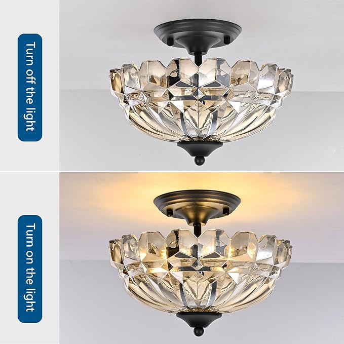 Semi Flush Mount Ceiling Light, 3-Light Kitchen Ceiling Lighting Fixtures