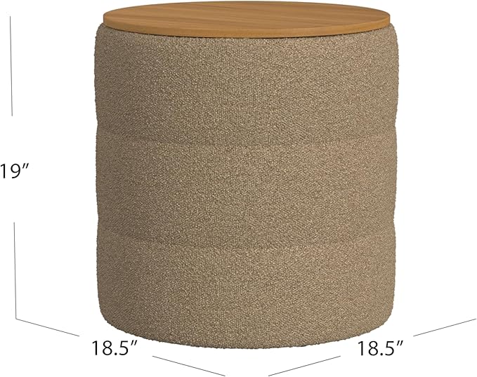 HomePop Channel Storage Ottoman with Wood Top - Brown Boucle