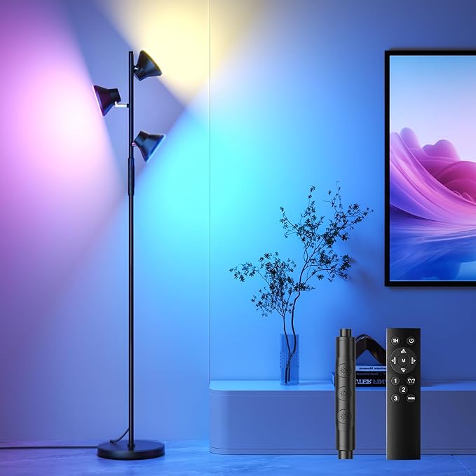 RGBCW Floor Lamp, 36W Bright Color Changing Lamp, Modern Stepless Dimmable LED
