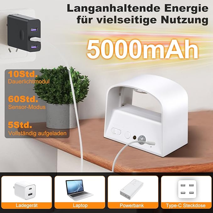 Motion Sensor Wall Light with Remote Control, 3-Color Temperature Adjustable