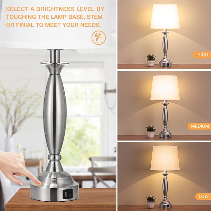 White Lamps for Bedrooms Set of 2