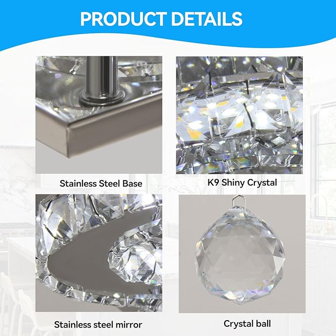 Modern Crystal Chandelier Five Rings LED Crystal Ceiling Light Flush Mount
