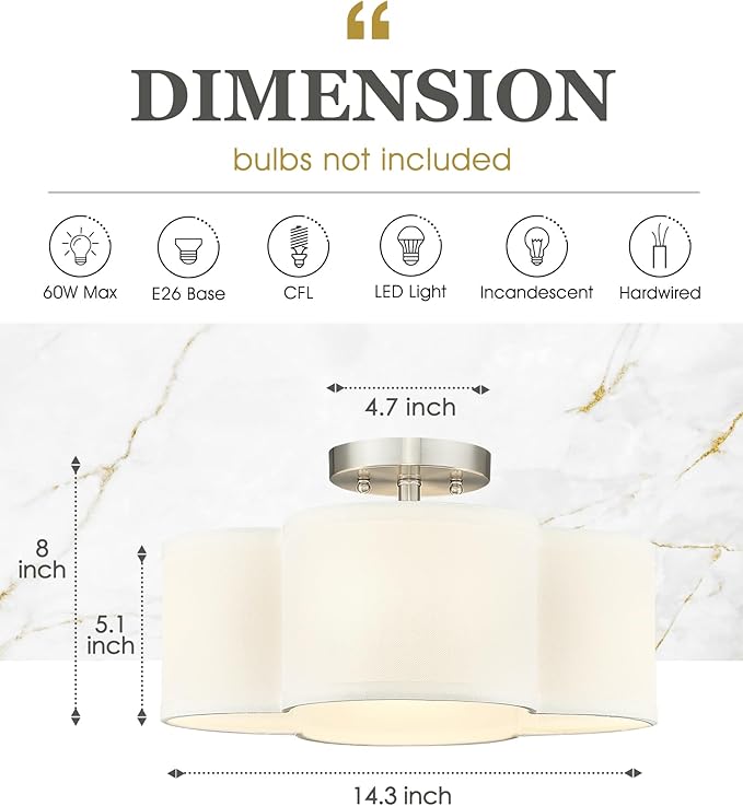 Semi Flush Mount 4-Light 14Inch Ceiling Lights