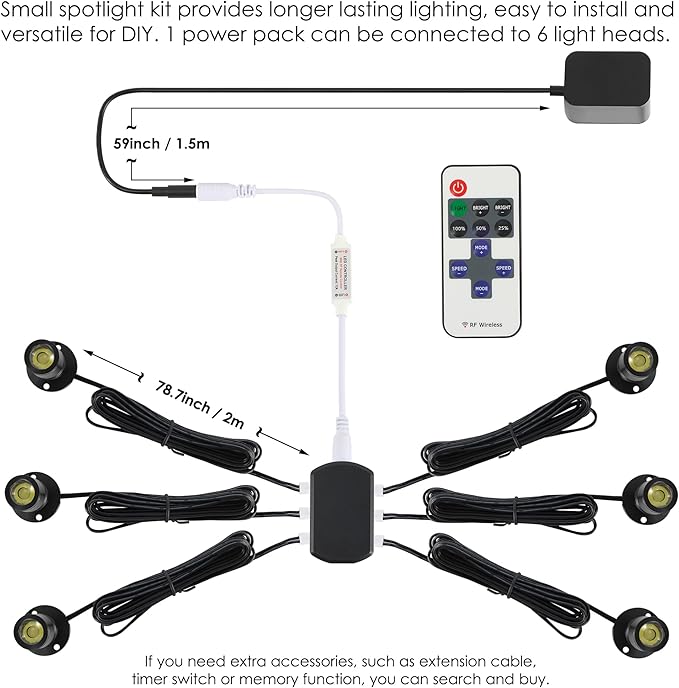 DEDC 6pcs LED Mini Spot Light, 3000K Spotlights