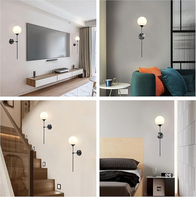 KCO Lighting Mid Century Modern Bathroom Wall Light Minimalist Black Slim Wall