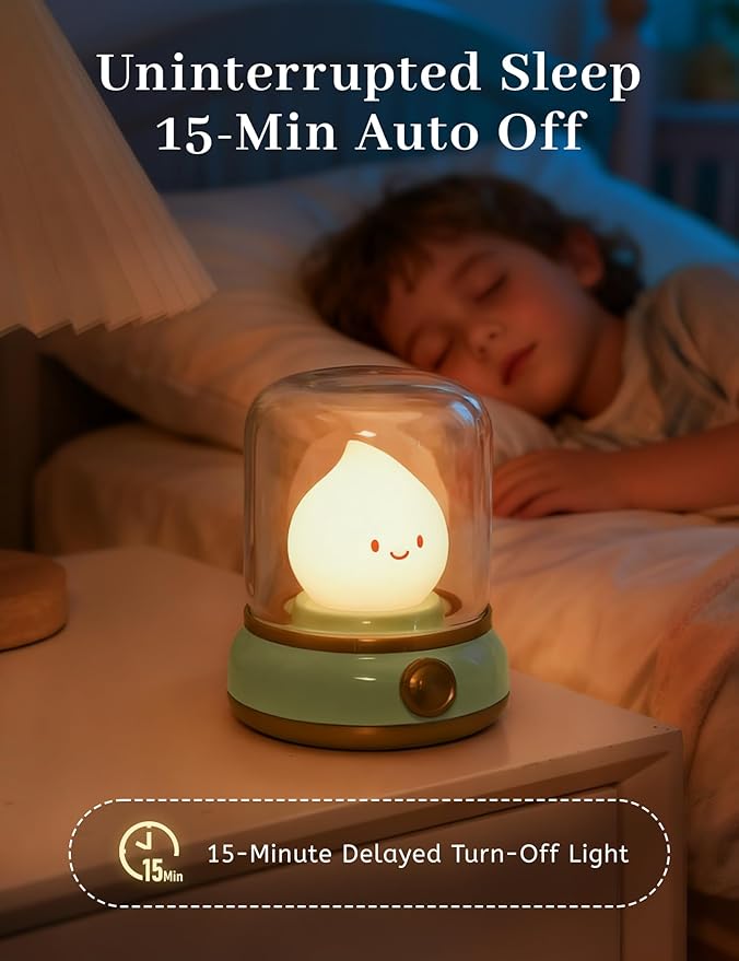 Smiley Lamp with Nature Noise, Cute Night Light & Candlelight, USB-C
