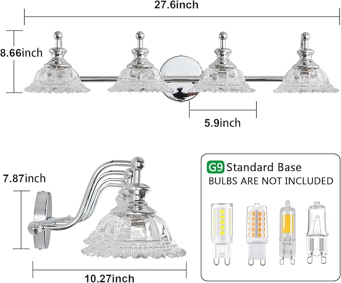 29.7" Chrome 4 Light Vanity Lights