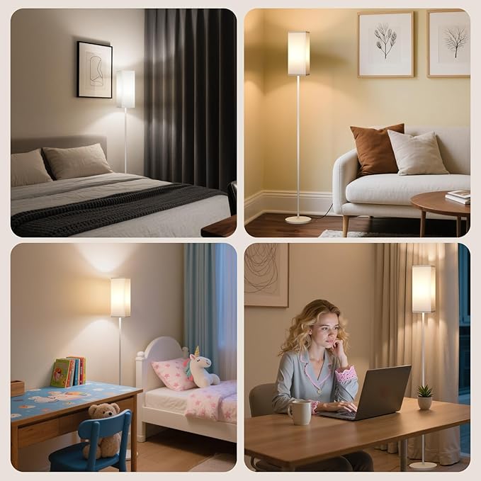64.6" Floor Lamp, Pole with Foot Switch, Modern Standing Lamp Lampshade
