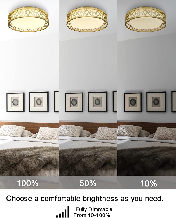 LED Flush Mount Ceiling Light, 12 inch 15W 1100 Lumens Close to Ceiling Light