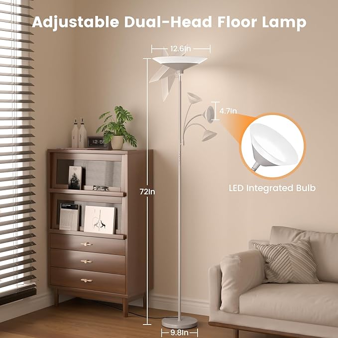 Sliver Gray Torchiere Floor Lamp