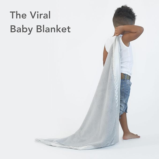 Little Giraffe Posh Mink Baby Blanket - Double-Sided Ultra Soft Plush Fabric, for New Moms, Newborn Must-Have for Girls & Boys, Cozy & Cuddly Comfort Blanket, 29" x 35", Silver