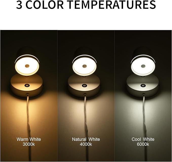Aisilan Plug in Wall Sconce, Touch Dimmable Wall Light