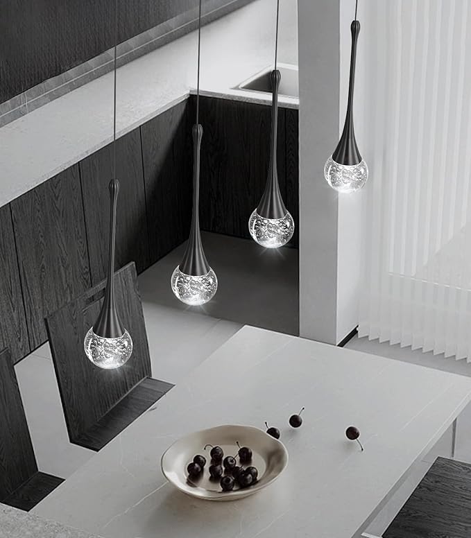 4-Lights Modern Pendant Lights for Kitchen Island LED Dimmable Crystal Glam
