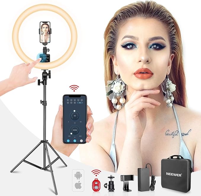 Neewer APP Control 16-inch LED Ring Light, Support Manual Touch Control