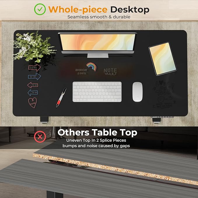 JOY worker Small Electric Standing Desk, 40" x 20" Whole Glass Piece Height Adjustable Desk with Memory Controller, Sit to Stand Desk Workstation for Home Office, Black