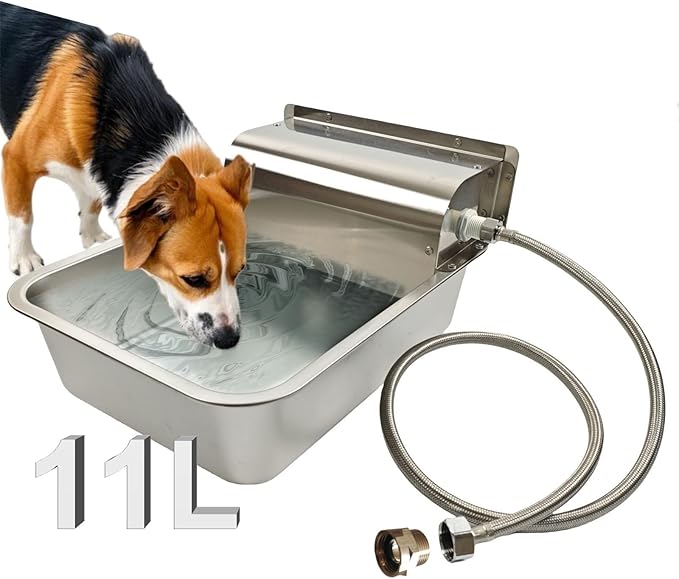 Automatic Water Dispenser for Dogs Large, Outdoor Dog Water Dispenser, 304 Stainless Steel Auto Filling Dog Water Bowl, Suitable for Horses, Chickens, Dogs, Livestock, Easy to Clean