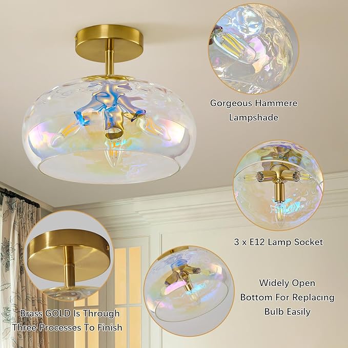 Vintage Glass Flush Mount Ceiling Light