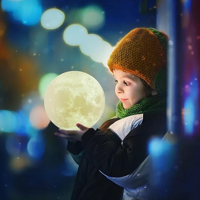 LOGROTATE Moon Lamp, 3D Printing 16 Colors LED Night Light, Moon Light