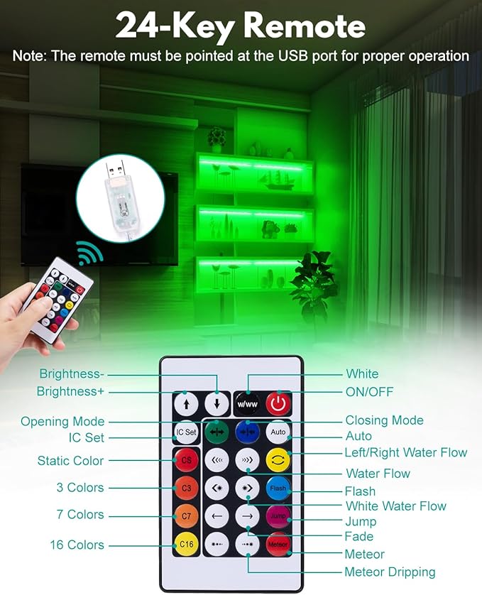JUSJUBR RGB Shelf Lights, App & Remote Control, Mood Lighting