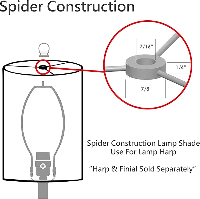 Aspen Creative 31261 Transitional Drum Shaped Spider Fitter Lamp Shade in White