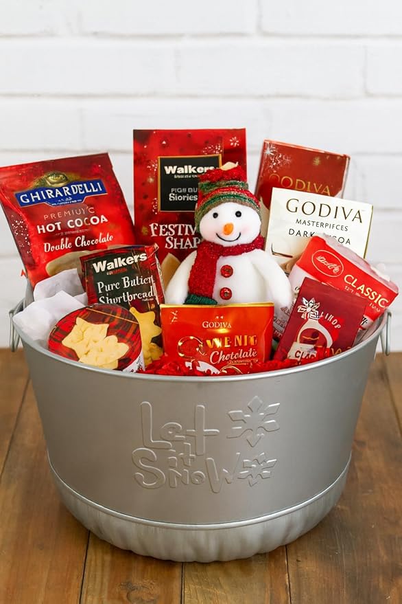Behrens Galvanized Embossed Bushel Basket- Let it Snow