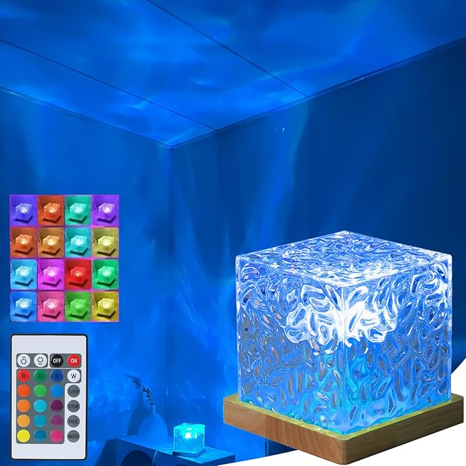 Aurora Ocean Wave Lights Projector, 16 Colors 4 Modes Cube Color Changing Light