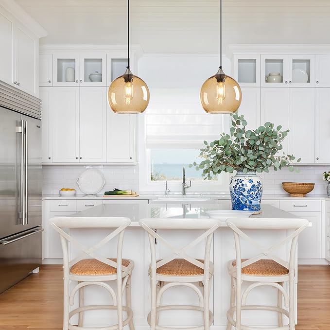 Light Brown Glass Pendant Lights Kitchen Island Lighting Globe Pendant Light